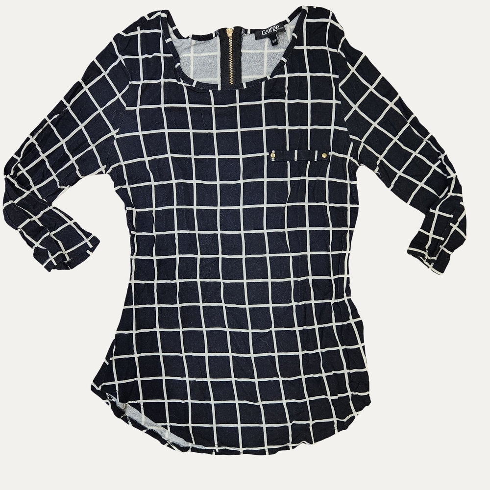 George Black & White 3/4 Sleeve Top